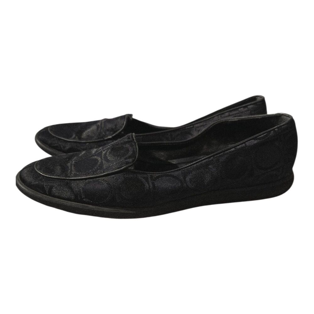 Salvatore Ferragamo Women’s Slip‑On Loafers — Size 7.5 — Black Patterned Fabric